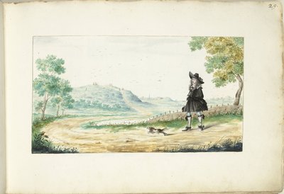Gehender Herr auf einem Landweg von Gesina ter Borch (signed by artist)