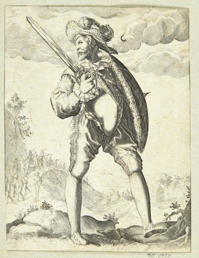 Soldat bewaffnet mit Schwert und Schild von Gheyn, Jacques II de