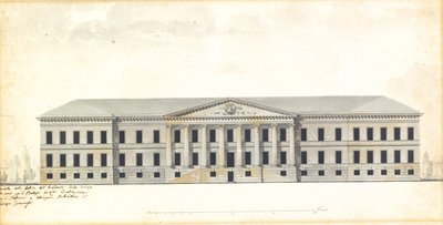 Erhebung der Fassade der Akademie der Wissenschaften in St. Petersburg von Giacomo Antonio Domenico Quarenghi
