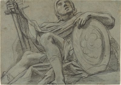 Sitzender Krieger mit Schwert und Schild [recto] von Giacomo Cavedone