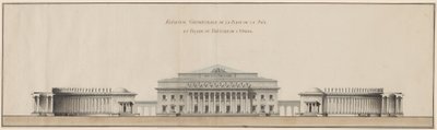 Geometrische Erhebung des Friedensplatzes und Fassade des Opernhauses von Giacomo Quarenghi