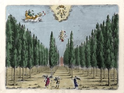Illustration für die Oper in 5 Akten „La finta pazza“ (Die vorgetäuschte Verrückte) von Francesco Sacrati. Gravur von Jacopo Torelli von Giacomo Torelli