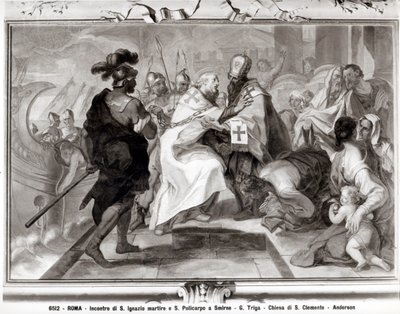 Das Treffen von St. Ignatius von Antiochien (gest. ca. 107 n. Chr.) und St. Polykarp von Smyrna (ca. 69-ca. 155 n. Chr.) von Giacomo Triga