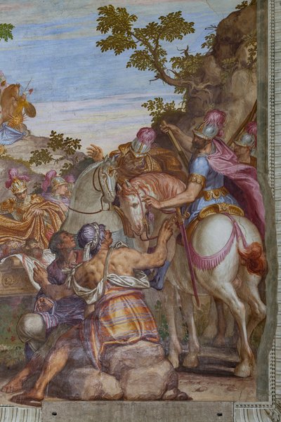 Alexander der Große bedeckt den Leichnam von Darius mit einem Mantel, Hauptsaal von Giambattista (1526 78) Zelotti