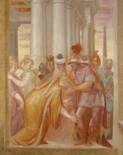 Zentralwand, die Sophonisba zeigt, die Massinissa um Hilfe bittet von Giambattista 1526 78 Zelotti