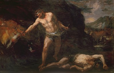 Herkules tötet den Riesen Cacus und stiehlt das Vieh von Geryon zurück von Giambattista Langetti