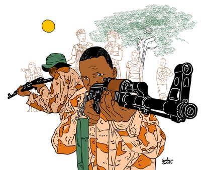 Militärisches Afrika, 2022 von Gianluca Costantini