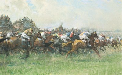 Tattenham Corner, das Epsom Derby von Gilbert Holiday