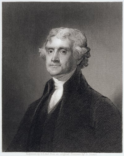 Porträt von Thomas Jefferson, graviert von Henry Bryan Hall (1808-84) von Gilbert Stuart