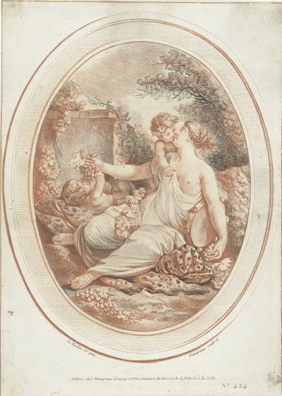 Bacchanal mit Nymphe und zwei Putti von Gilles Demarteau