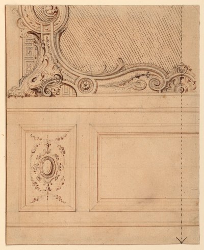 Entwurf für den unteren Teil eines Wandpaneels, 1714 von Gilles Marie Oppenord