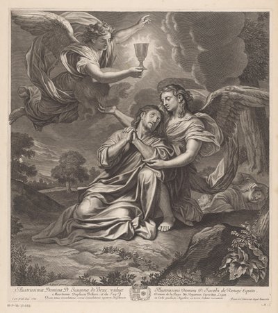 Christus im Garten von Gethsemane mit zwei Engeln von Gilles Rousselet