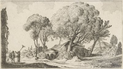 Bauernhöfe zwischen Bäumen (Zwölf Landschaften) von Gillis van Scheyndel (I)