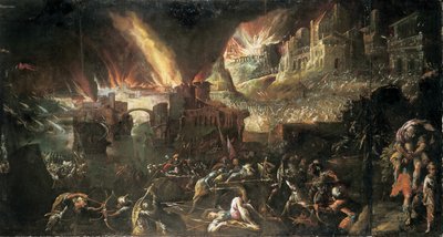 Aeneas rettet seinen Vater aus dem brennenden Troja von Gillis van Valckenborch