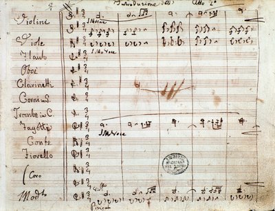 Erste Seite mit Autogramm der Partitur für Akt II der Oper Der Barbier von Sevilla von Gioacchino Rossini von Gioachino Rossini