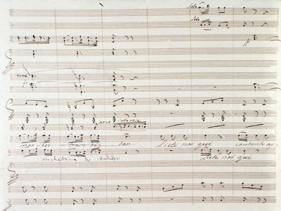Seite der Partitur von Le Comte Ory mit handschriftlichen Korrekturen von Gioacchino Rossini von Gioachino Rossini