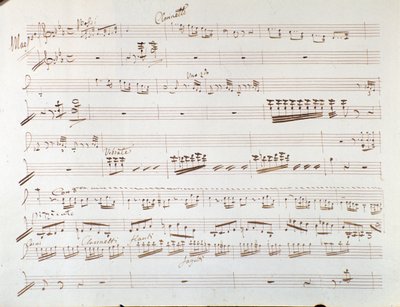 Seite der Partitur für Violine zur Symphonie in Aschenputtel, oder Güte triumphiert von Gioacchino Rossini von Gioachino Rossini
