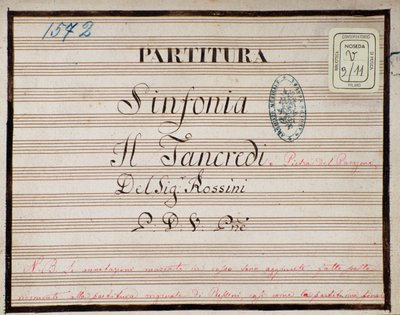 Notenblatt für die reduzierte Symphonie für Klavier von Tancredi, Oper von Gioacchino Rossini von Gioachino Rossini