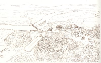 Antikes Rom (archaisch): Ansicht der Stadt Rom im 6. Jahrhundert v. Chr. von Giorgio Albertini