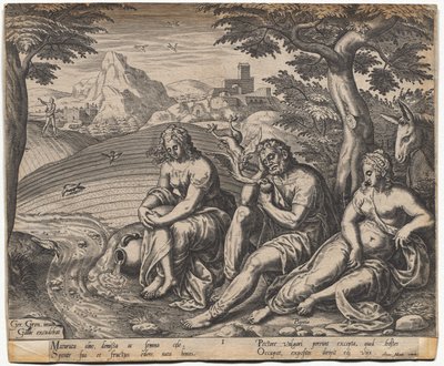 Das Gleichnis vom Sämann und dem Samen: Der Samen, der auf den Weg fiel (nach Gerard Van Groeningen, aktiv in Antwerpen 1563-1573) von Giorgio Ghisi