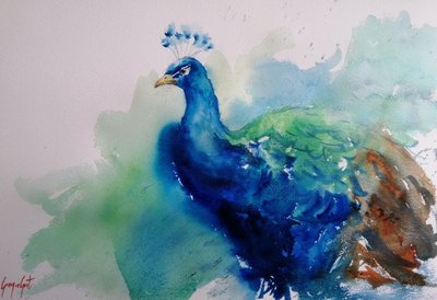 Eleganter Blauer Pfau von Giorgio Gosti