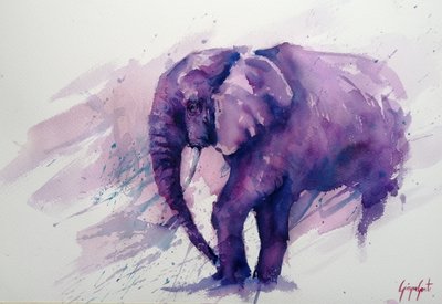 Majestätischer Lila Elefant von Giorgio Gosti