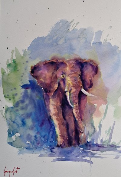 Majestätischer Aquarell-Elefant von Giorgio Gosti