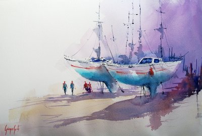 Segelboote im Trockendock von Giorgio Gosti