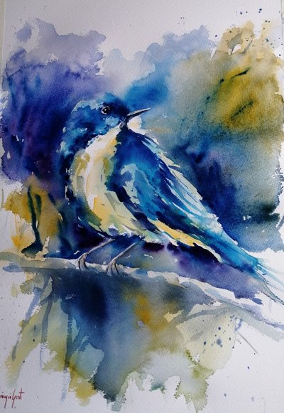 Lebendiger blauer Vogel von Giorgio Gosti