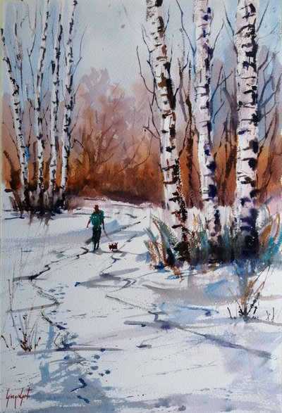Winterlicher Birkenwaldspaziergang von Giorgio Gosti