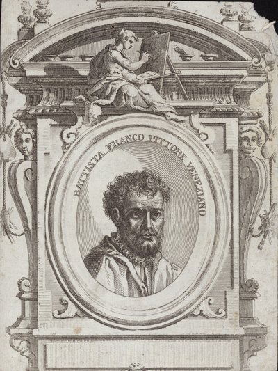 Battista Franco Veneziano, geboren als Giovanni Battista Franco, ein italienischer Künstler. Gravur von Giorgio Vasari von Giorgio Vasari