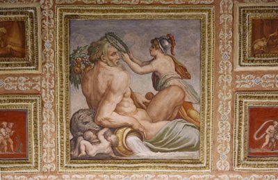 (Detail) Ceres stillt Triptolemus, Altoviti-Decke, 1553, Fresko von Giorgio Vasari