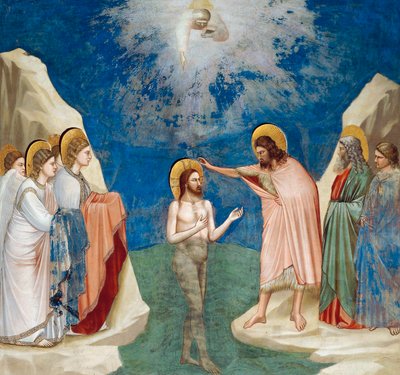 Taufe Christi, Detail aus Leben und Passion Christi, von Giotto von Giotto (c.1266 1337)