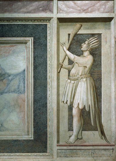 Torheit, männliche Figur mit verschlossenem Mund, nach der Restaurierung 2002 von Giotto (c.1266 1337)