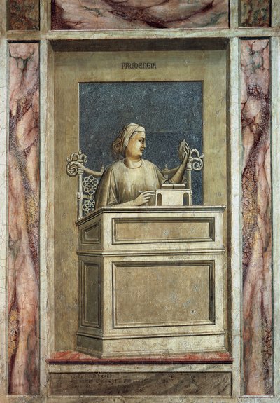 Klugheit, weibliche Figur am Schreibtisch, nach der Restaurierung von Giotto (c.1266 1337)