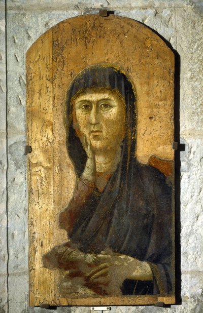 Madonna. Porträt der Jungfrau auf goldenem Hintergrund. Gemälde von Giotto di Bondone (1267? -1337), um 1290. Tempera auf Holz. Größe: 81,5 x 41 cm. Borgo San Lorenzo, Pieve. von Giotto (c.1266 1337)