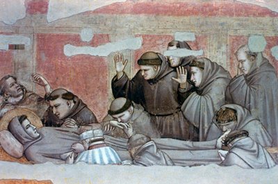 Tod des Heiligen Franziskus und Untersuchung der Stigmata von Giotto di Bondone
