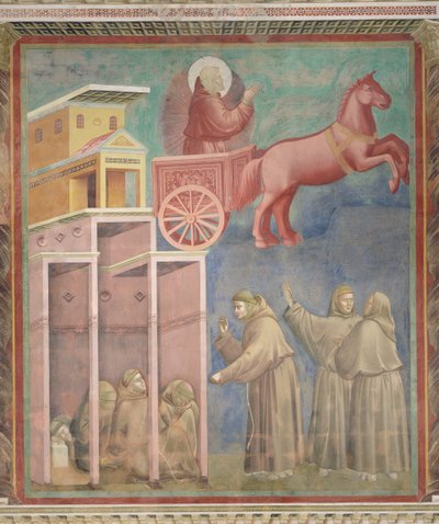 St. Franziskus erscheint seinen Gefährten in einem Feuerwagen, 1296-97 von Giotto di Bondone