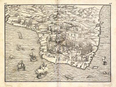 Karte von Brasilien von Giovan Battista Ramusio