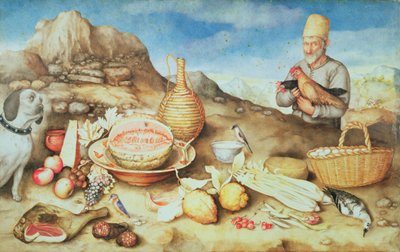 Stillleben mit Bauer und Hühnern von Giovanna Garzoni