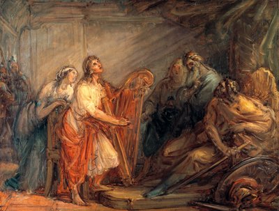 David beruhigt Saul mit dem Klang der Harfe von Giovanni Carnovali