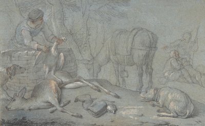 Jäger mit erlegtem Wild in einer Landschaft, 1600-1800 von Giovanni Agostino Cassana
