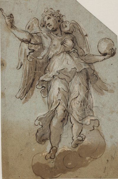Engel mit einer Kugel unter Wolken von Giovanni Alberti