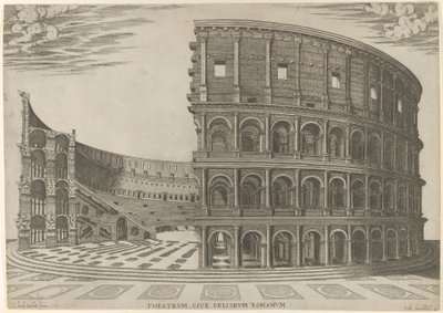 Schnitt und Aufriss des Kolosseums in Rom von Giovanni Ambrogio Brambilla