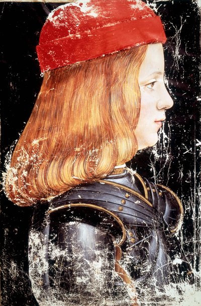 Porträt von Maximilian Sforza (1490 - 1530). Miniatur von Giovanni Ambrogio De Predis (ca. 1455 - 1508) von Giovanni Ambrogio de Predis