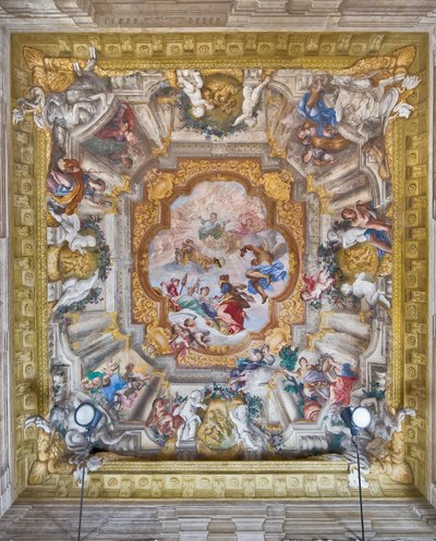 Die Allegorie des menschlichen Lebens: vier Lebensalter des Menschen, die Tugenden und die Schicksale von Giovanni Andrea Carlone
