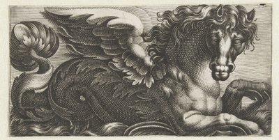 Geflügeltes Seepferdchen mit einem Blattknopf am Schwanz von Giovanni Andrea Maglioli