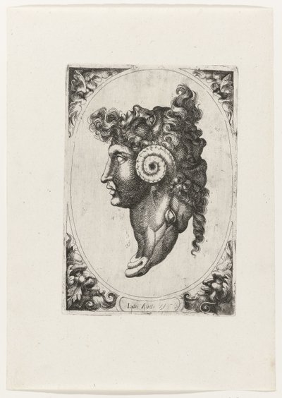 Zusammensetzung von drei Gesichtern und dem Kopf eines Widders von Giovanni Andrea Maglioli