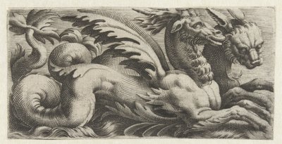 Zwei Seeungeheuer nebeneinander (Friesen mit Seemonstern) von Giovanni Andrea Maglioli