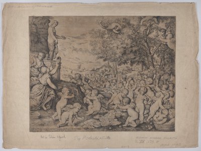 Putti vor einer Statue der Venus, nach Tizian von Giovanni Andrea Podesta